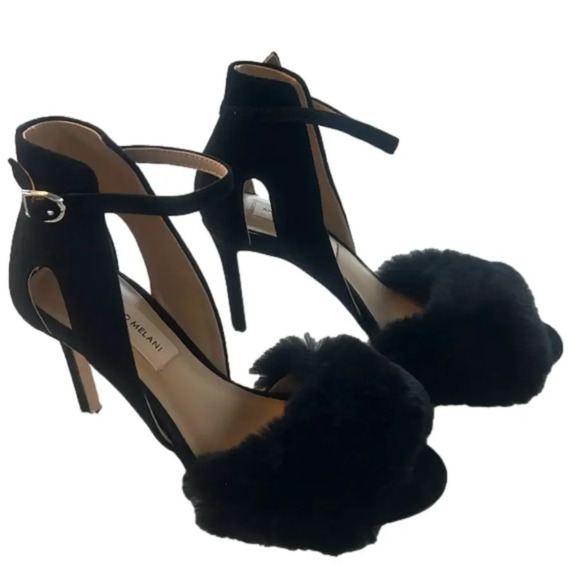 Antonio Melani Sz 7 Kayleigh Black Women Fluffy Rabbit Fur Stilettos Heels NWT - Picture 1 of 16